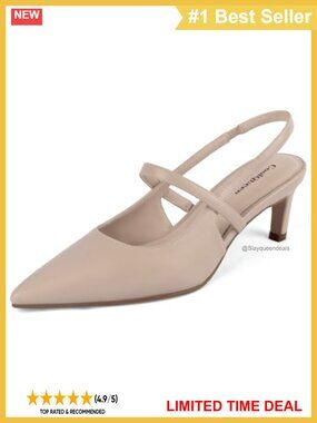Women's Kitten Heel Slingback Pumps Faux Leather Closed Toe Comfort Office Heels